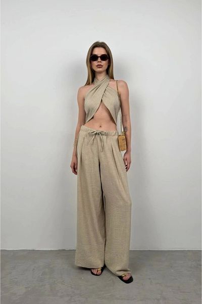 novafems Λινά Crop με σταυρωτά δεμένα