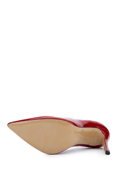 Tamer Tanca Kadın Hakiki Deri Kırmızı Rugan Topuklu Ayakkabı