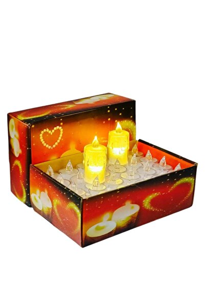 Party and Story شموع ليد على شكل شموع لون اصفر 24 قطعة