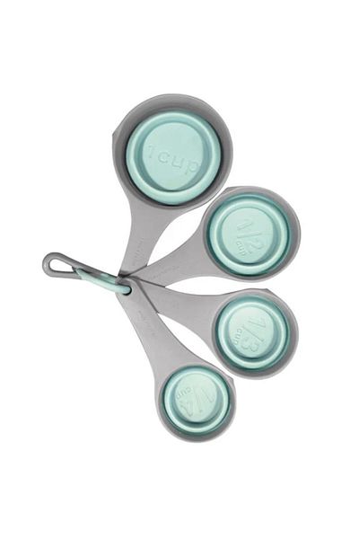 PUFO Set of 4 different sized Pufo spoons for measuring ingredients, spices, gray/green