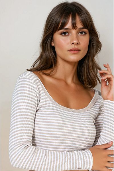 MAYELN Trend Striped Camisole Square Neck Crop Blouse