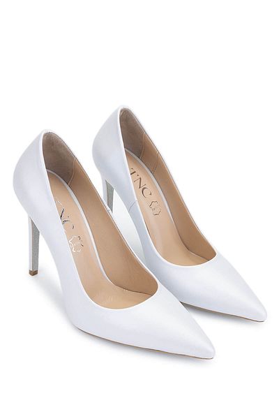 Tamer Tanca Women's Genuine Leather White Heeled Shoes