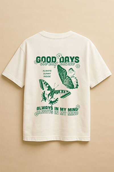 Altair Tr White Color Oversize Good Days on My Mind Butterfly Printed Unisex ...