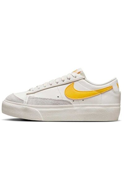 Nike Blazer Platform Leather Unisex Sneaker Hakiki Deri Beyaz-Sarı Günlük Spo...