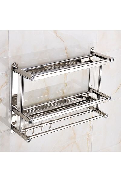 Un Wall mounted double bathroom vanity with towel rack and storage hanger holder
