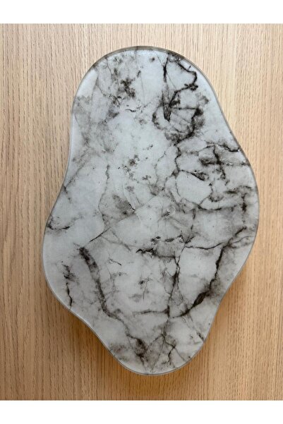 Ersan Dizayn 3 Top Ayaklı Asimetrik Cam Sunum Tabağı / Organizeri 20x30