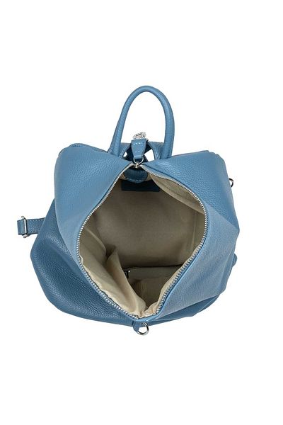 Toro Nero Rucsac de damă din piele naturală albastru deschis, tip zip and Glow