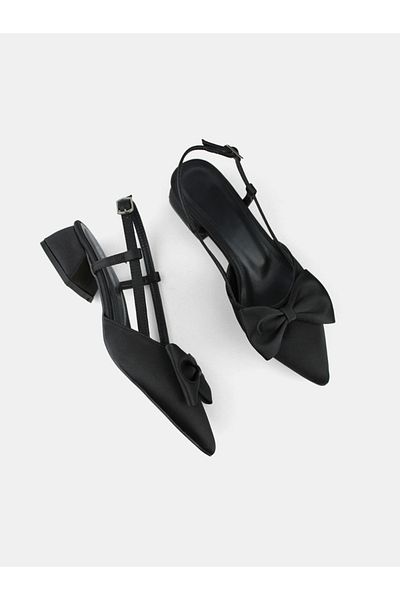 MAGGIO Black Satin Bow Women's Heeled Shoes