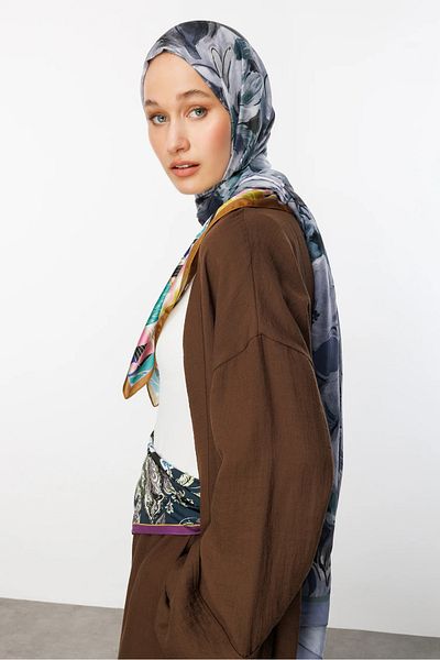 Mooncorn Şal din bumbac cu model Blue Rossel