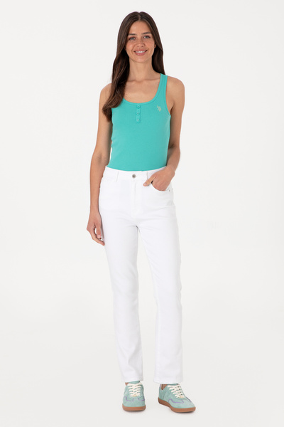 U.S. Polo Assn. Kadın Beyaz Slim Flare Cropped Fit Jean Pantolon 50304305-DN0015