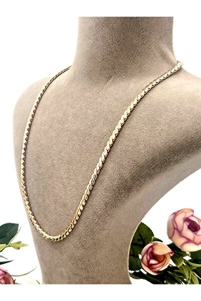 MASAL TAKI&AKSESUAR Xupıng Burma Özel Detaylı Çelik Kolye (18K ROSE 50CM/4.2MM)