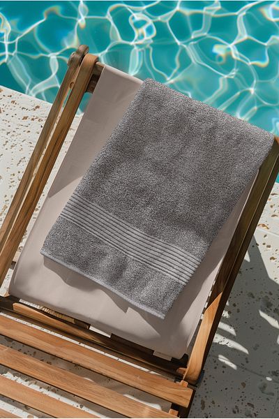 Ellaline Gray Beach Towel 100% Cotton Certified Sea & Pool Towel 70X140Cm