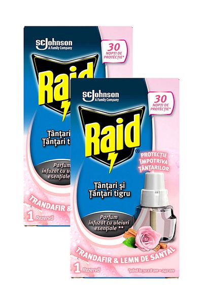 Raid Liquid Mosquito Repellent Refill, Rose And Sandalwood, 30 Nights, 21 ml X2pcs