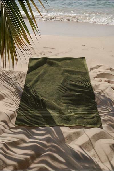 Ellaline Green Beach Towel 100% Cotton Certified Sea & Pool Towel 70X140Cm
