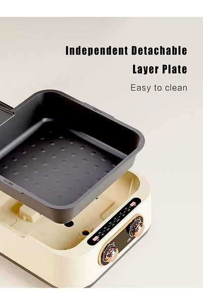 LAC LAICHY 2.8L large capacity electric baking tray and cooking machine, 1800W, 10 in 1 multifunctional,frying