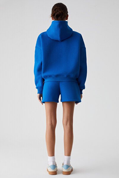 GRIMELANGE Hanorac albastru supradimensionat cu glugă cu mânecă lungă TACNA pentru femei