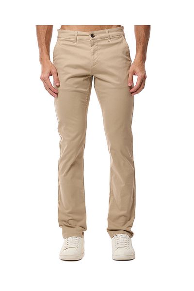 R&B Solid Slim Fit Trousers with Button Closure