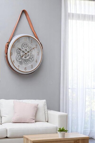 Efe Mark Premium Serisi Antik Eskitme Döner Çarklı Retro Tasarım 40 cm Ev ve Ofis Duvar Saati Rakaml