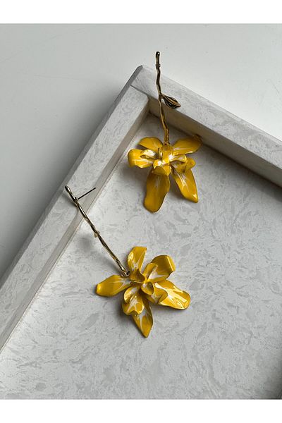 H&S AKSESUAR Design New Dangle Leaf Flower Earrings
