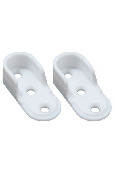 flores Set 2 Suporti din plastic pentru bara ovala, interior 16 mm, alb