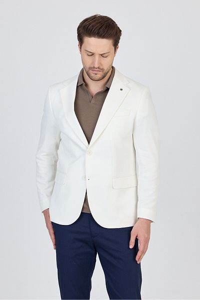 Frappoli Antony Men's White Polyester Fabric Slim Fit Spring-Summer Sports Blazer Jacket