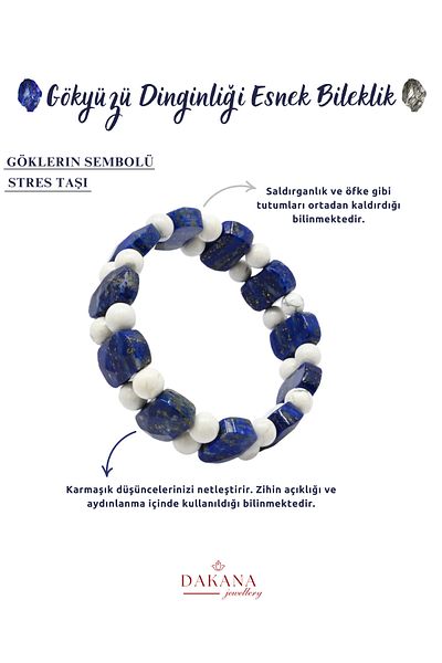 DAKANA JEWELLERY Certified Howlite and Lapis Lazuli Sky Serenity Natural Stone Bracelet