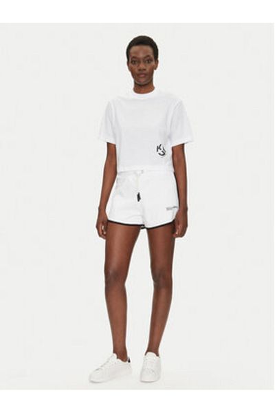 Karl Lagerfeld Pantaloni scurți sport pentru femei A2W10095 albi