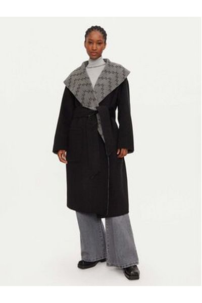 Karl Lagerfeld Karl Lagerfeld Palton de lână pentru femei 246W1502 Negru, Gri