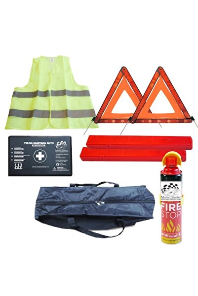 motor starter Kit siguranta auto Motor Starter 2024, valabilitate 5 ani (spray extinctor, trusa medicala, 2 x tr