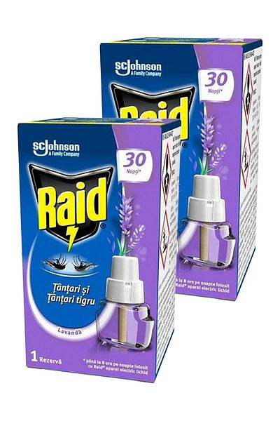 Raid Liquid Refill For Electric Mosquito Repellent Lavender 30 Nights 21 ml X2pcs