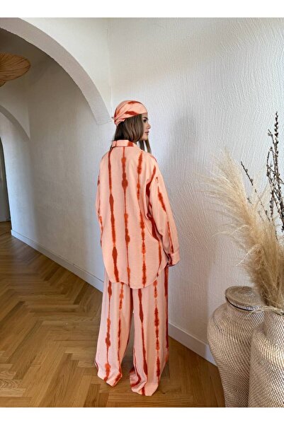 Bak'ap Premium Abstract Pattern Modal Summer Fabric Shirt-Wide-Leg Pants 2-Piece Set