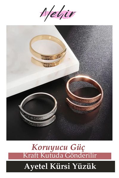 MODA IŞILTISI Ayetel Kursi Ring Stainless Steel Men/Women Ring