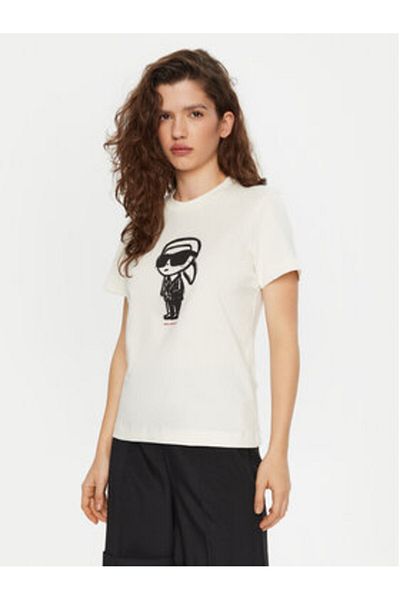 Karl Lagerfeld Women's T-Shirt A1W17126 Ecru