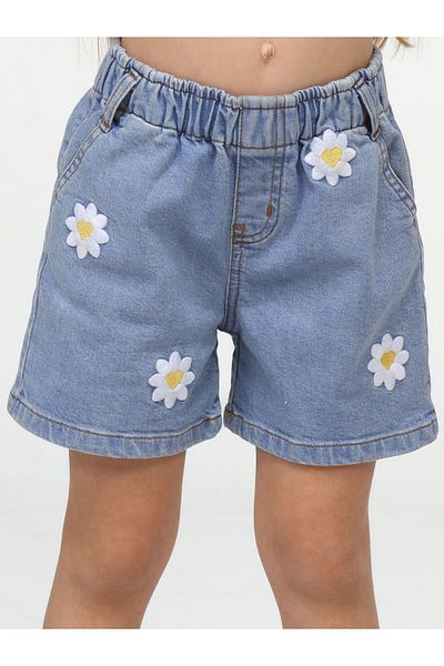 Casabony Pantaloni scurți din denim pentru fete cu broderie Daisy