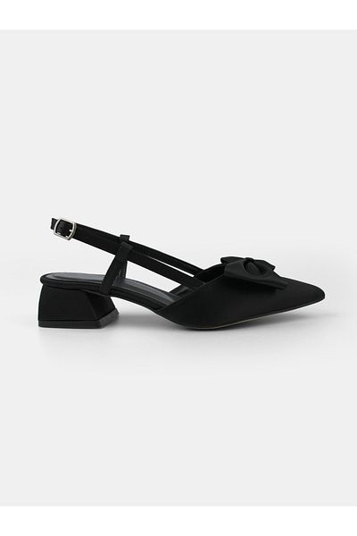 MAGGIO Black Satin Bow Women's Heeled Shoes