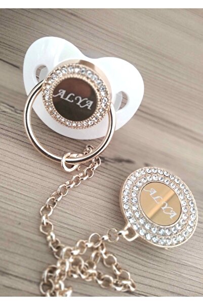 Sahi Aksesuar Kaplama Isimli Zirkon Taşlı Silikon Bebek Emzik Seti (0-6 AY) Z...