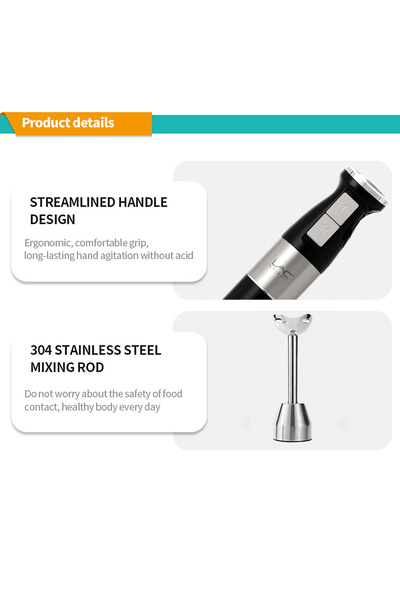 LAC LAICHY خلاط 4 في 1، 340 واط، سرعتان، ووضع توربو، وعاء 600 مل، لتحضير الصلصات والشوربات والأطعمة