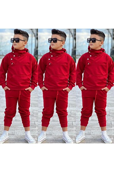 zeynoshkids Çıtçıt Detaylı Kapüşonlu Alt Üst Spor Takım