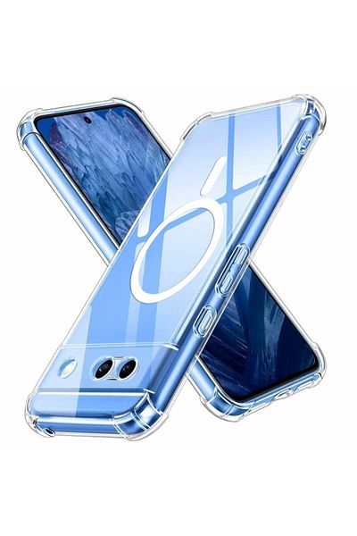 SKYDDAR INNOVATION Case for Google Pixel 8a, SKYDDAR INNOVATION, Shockproof MagSafe, Transparent, sticker set