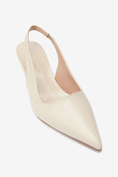 Seniorah Cream Skin Rubber Detailed Women's Heeled Shoes