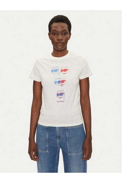 Karl Lagerfeld Women's T-Shirt A2W17112 Ecru