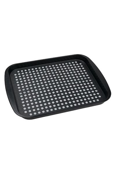 OEM Non-slip serving tray, black-white polka design, 44x32x3cm, rectangular, plastic