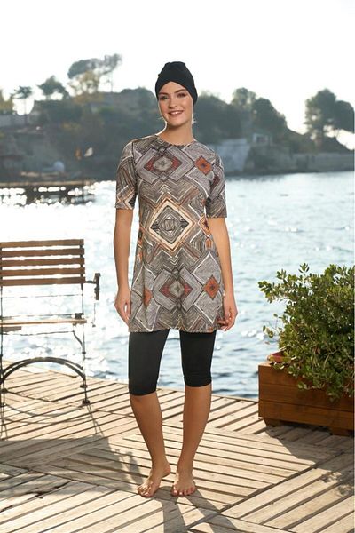 Estiva Modest Swimwear - Black - Graphic