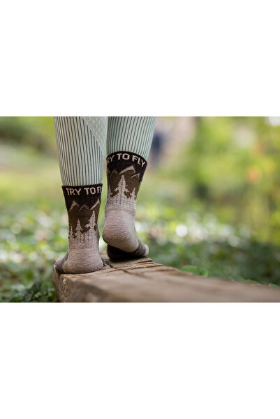 Try to Fly Κάλτσες πεζοπορίας από μαλλί Merino με χρώμα Capricorn Alpine Beige