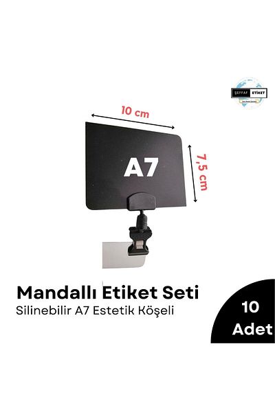 Şeffaf Etiket Suport pentru etichete 10 buc cu zăvor, set de etichete pentru vitrină neagră A7 ștergabilă, atașare tavă pentru tablă cu clemă
