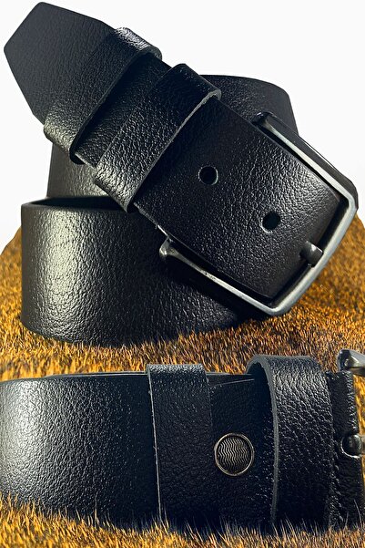 debbah Curea sport pentru blugi pentru bărbați - 100% piele naturală, piele de bivol de 4,5 cm, centură neagră pentru cadouri