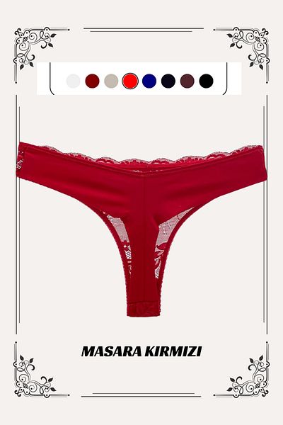 MİSTİRİK Masara Model Red Lace Detailed Soft String Panties