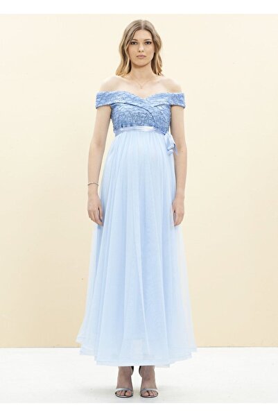 Genel Markalar Payet Işlemeli Uzun Abiye Hamile Elbise