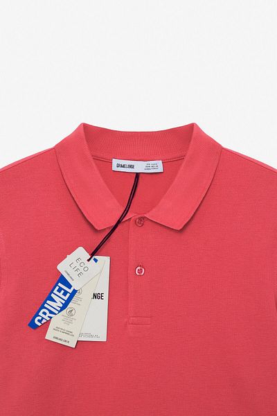 GRIMELANGE Skyloom Men's 100% Cotton Short Sleeve Regular Fit Pomegranate Flower Polo Neck T-Shirt