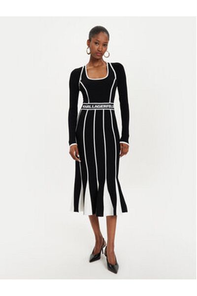 Karl Lagerfeld Rochie tricotată pentru femei Karl Lagerfeld 245W1330 Negru